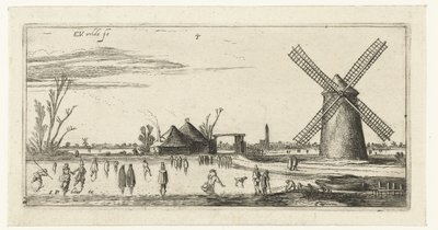 Skaters on the Ice near a Mill in the Vicinity of Penningsveer by Esaias van de Velde